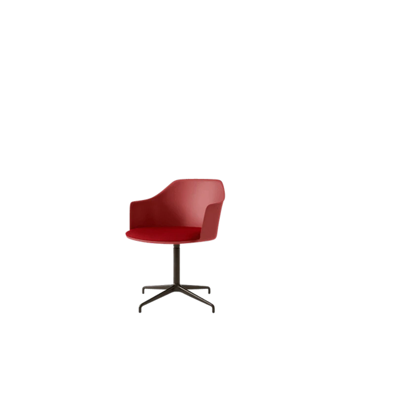 Rely HW39 Spisebordsstol Med Armlæn Swivel Polstret Sæde Vermilion Red/Bronze/Vidar 0556