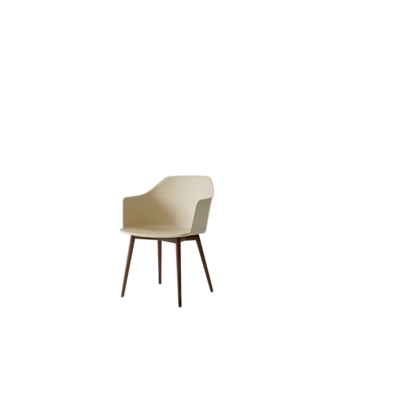 Rely HW76 Spisebordsstol Med Armlæn Beige Sand/Lakeret Valnød