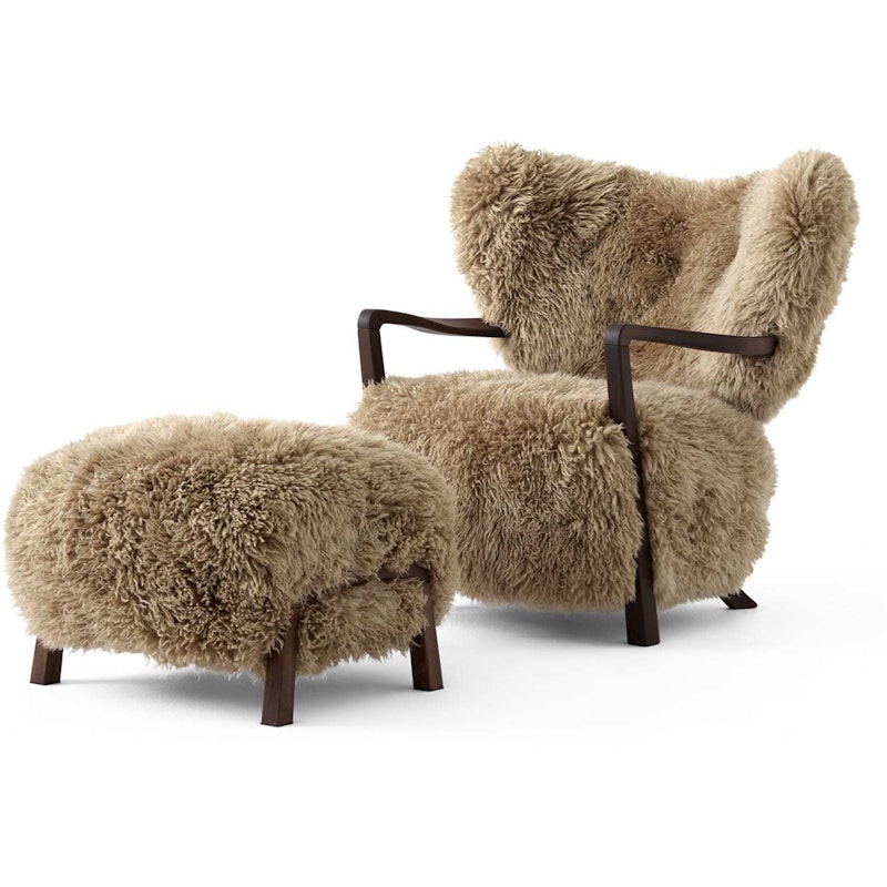 Wulff ATD2 Loungestol + ATD3 Fodskammel, Valnød / Sheepskin Honey