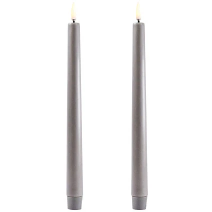 Uyuni Led Kertelys 2,3 x 25,5 Cm t - LED-lys Jomfruelig Paraffinvoks Gr&aring; - UL-TA-GR02325-2