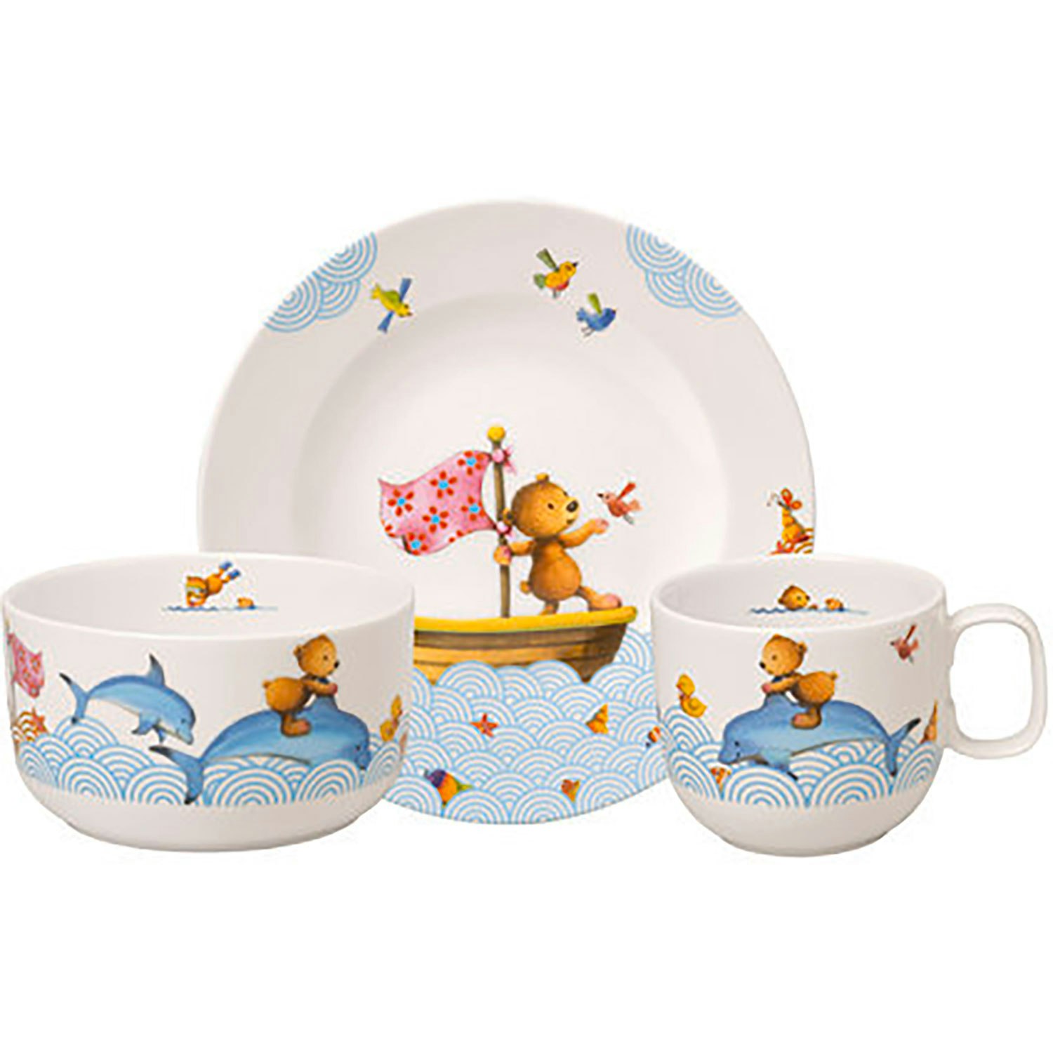 Villeroy & Boch B&oslash;rnebordservice 3 Dele Happy Bear - B&oslash;rneservice Porcel&aelig;n Multi - 14-8664-8427