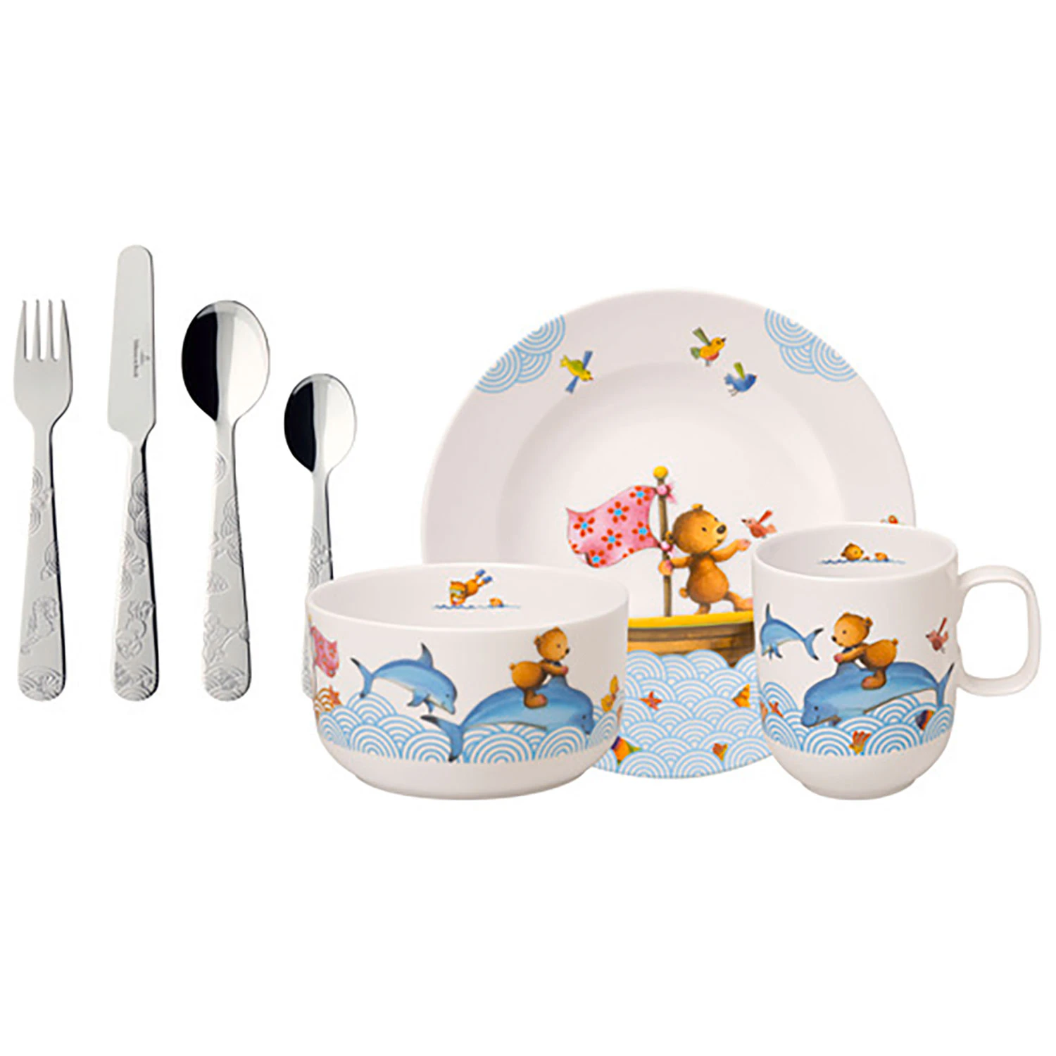 Villeroy & Boch B&oslash;rnebordservice 7 Dele Happy Bear - B&oslash;rneservice Porcel&aelig;n Multi - 14-8664-8435
