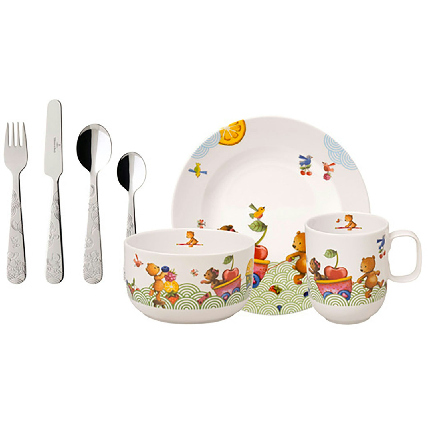 Villeroy & Boch B&oslash;rnebordservice 7 Dele Hungry Bear - B&oslash;rneservice Porcel&aelig;n Multi - 1486658435