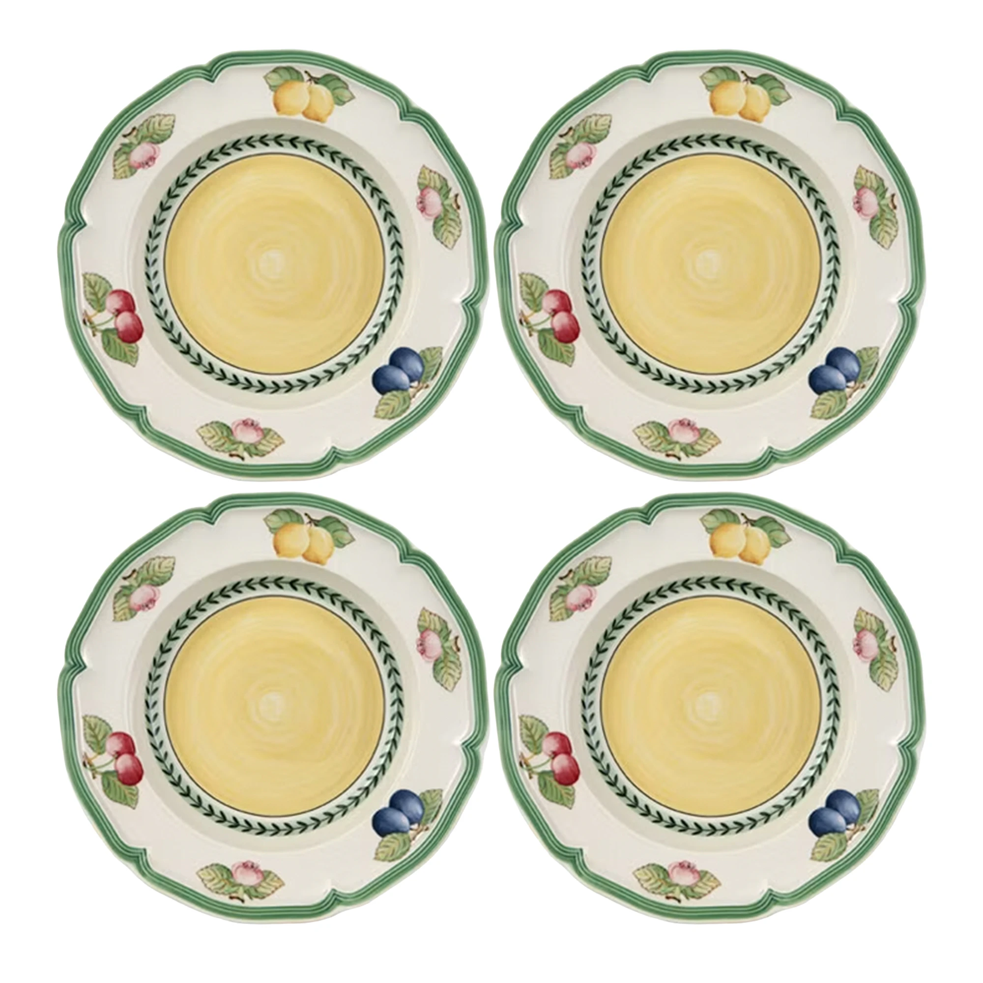 Villeroy & Boch French Garden Fleurence Dyb Tallerken 23 Cm 4-pak - Dybe tallerkner Porcel&aelig;n Gr&oslash;n - 1022812700X4