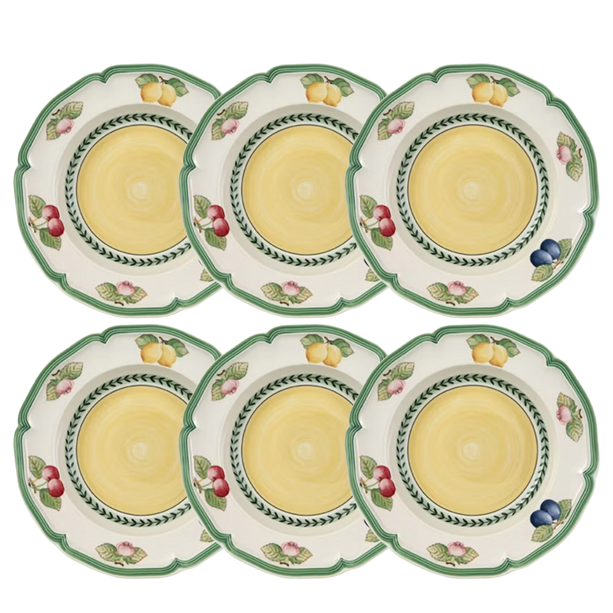 Villeroy & Boch French Garden Fleurence Dyb Tallerken 23 Cm 6-pak - Dybe tallerkner Porcel&aelig;n Gr&oslash;n - 1022812700X6
