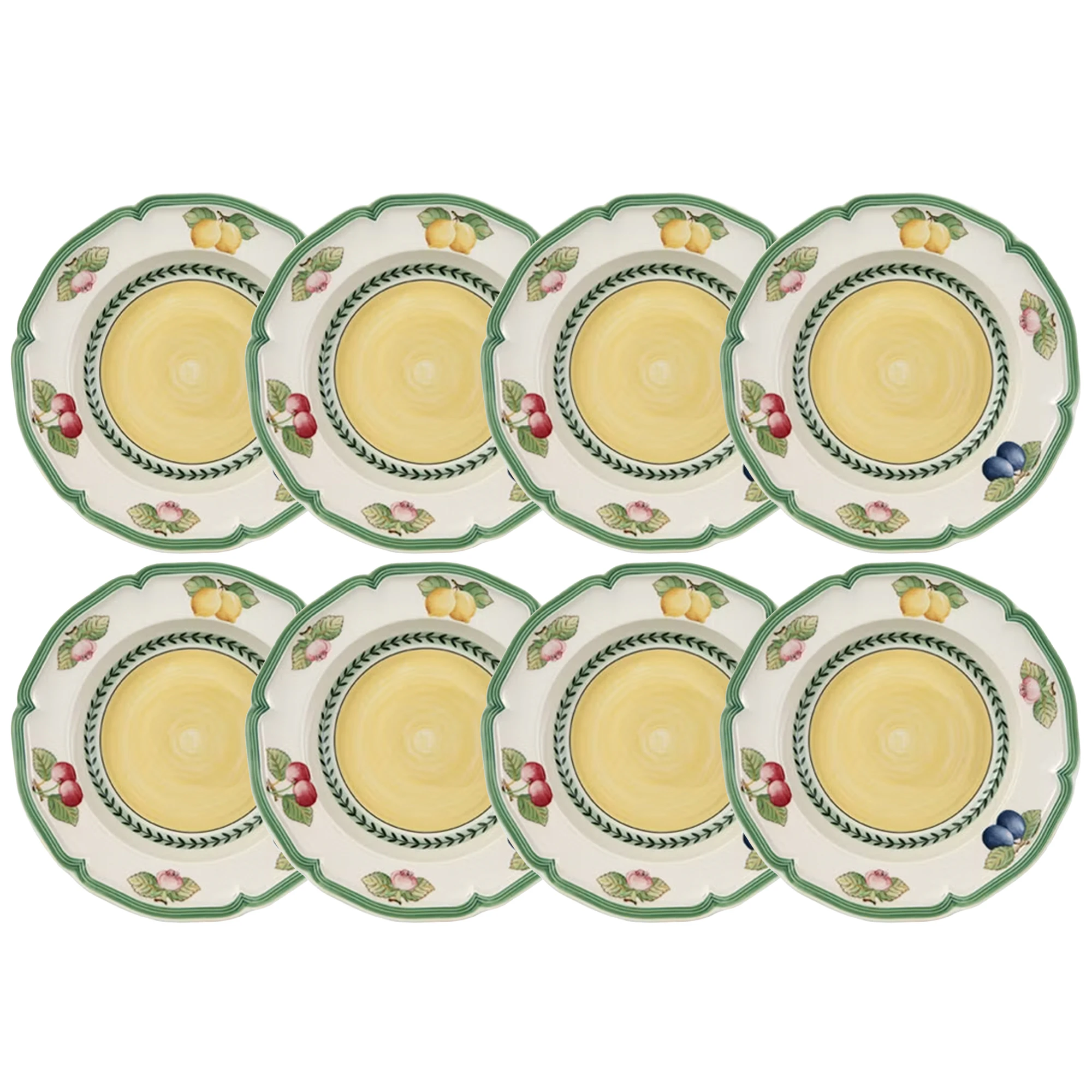 Villeroy & Boch French Garden Fleurence Dyb Tallerken 23 Cm 8-pak - Dybe tallerkner Porcel&aelig;n Gr&oslash;n - 1022812700X8