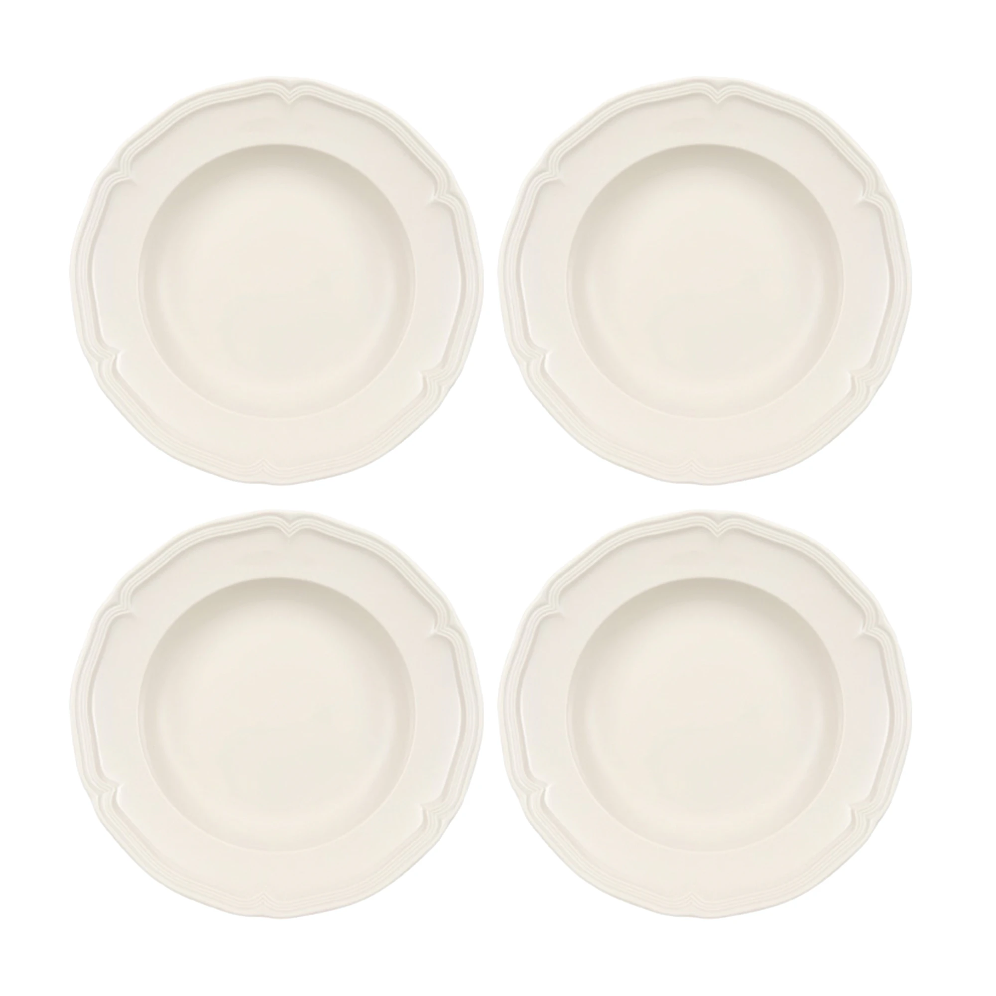 Villeroy & Boch Manoir Dyb Tallerken 23 Cm 4-pak - Dybe tallerkner Porcel&aelig;n Hvid - 1023962700X4