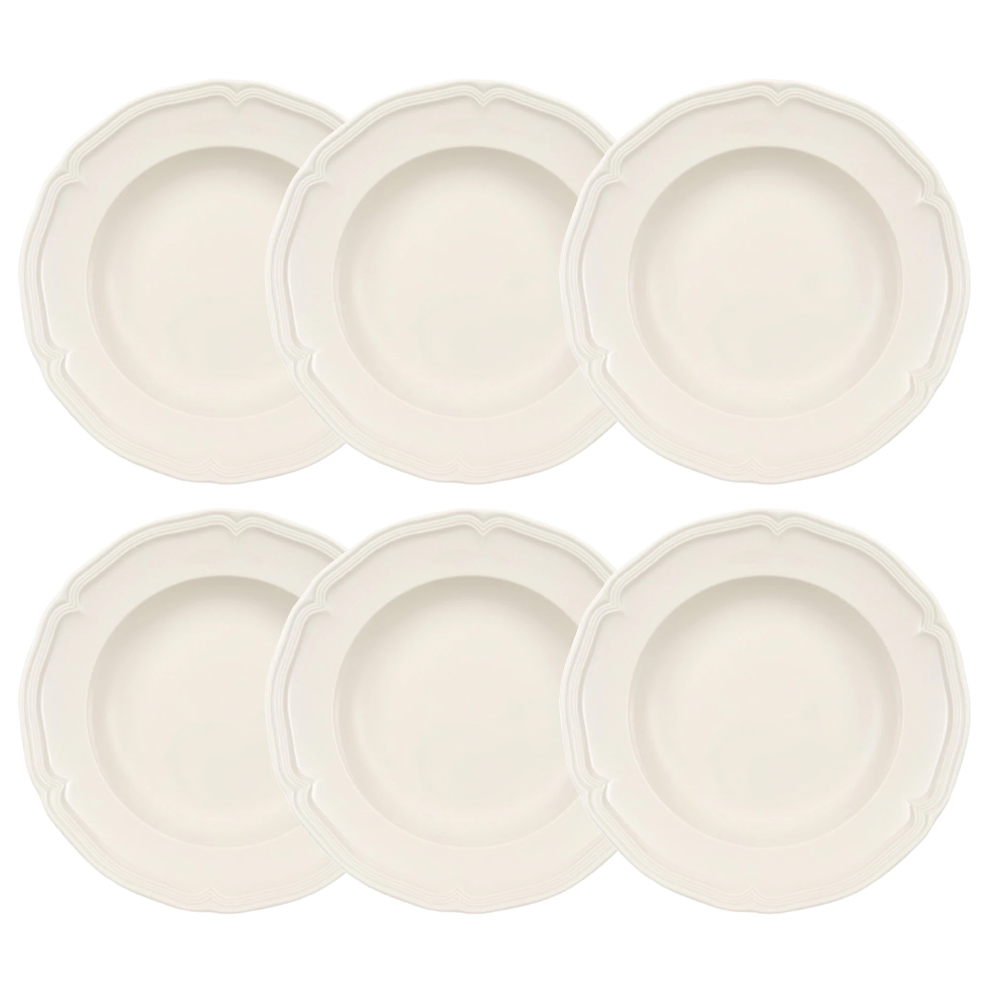 Villeroy & Boch Manoir Dyb Tallerken 23 Cm 6-pak - Dybe tallerkner Porcel&aelig;n Hvid - 1023962700X6