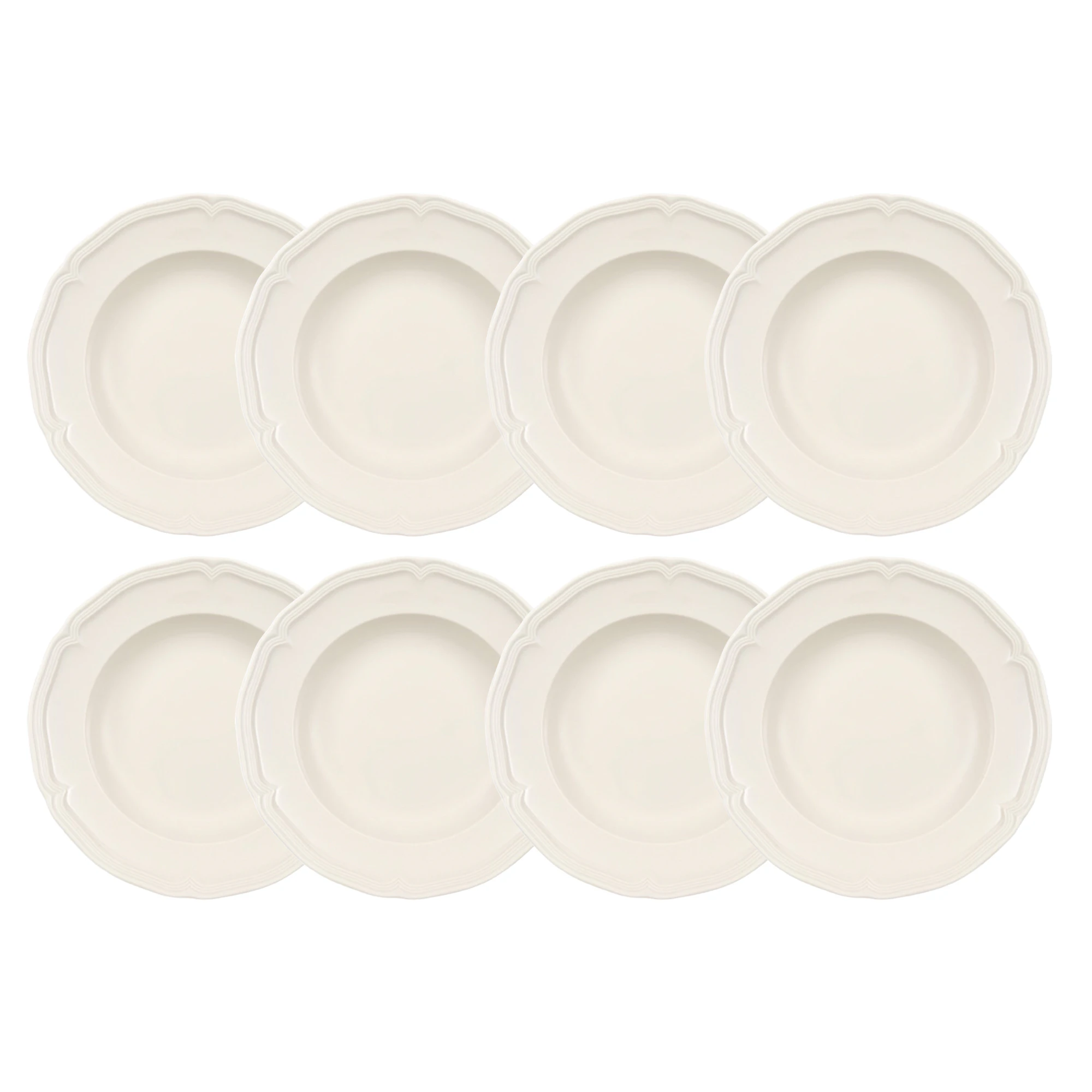 Villeroy & Boch Manoir Dyb Tallerken 23 Cm 8-pak - Dybe tallerkner Porcel&aelig;n Hvid - 1023962700X8