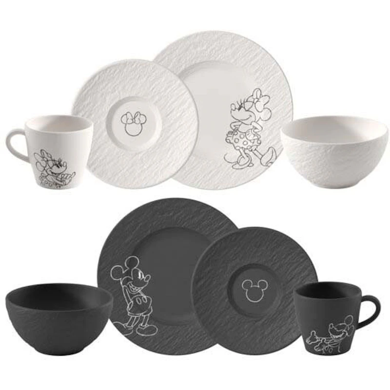 Manufacture Rock Mickey Mouse Morgenmadssæt, Sort / Hvidt