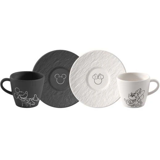 Villeroy & Boch Manufacture Rock Mickey Mouse Espressokop Og Underkop 4 Dele - Espressokopper Porcel&aelig;n Sort - 1047198520