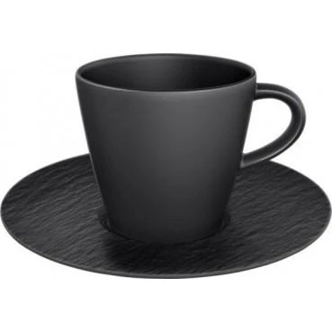 Villeroy & Boch Manufacture Rock Kaffekop Med Underkop - Kaffekopper Porcel&aelig;n Sort - 300586 + 300587