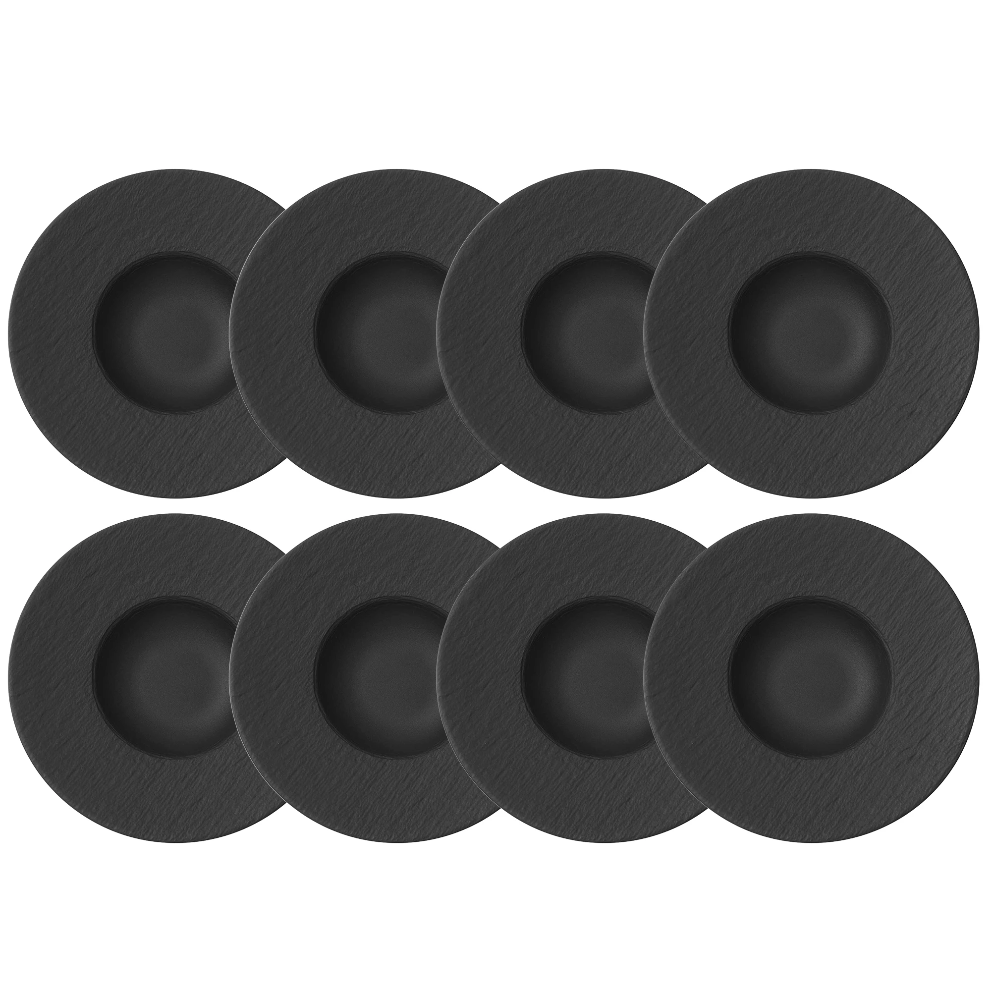 Villeroy & Boch Manufacture Rock Pastatallerken 28 Cm 8-pak - Middagstallerkner Porcel&aelig;n Sort - 10-4239-2790X8