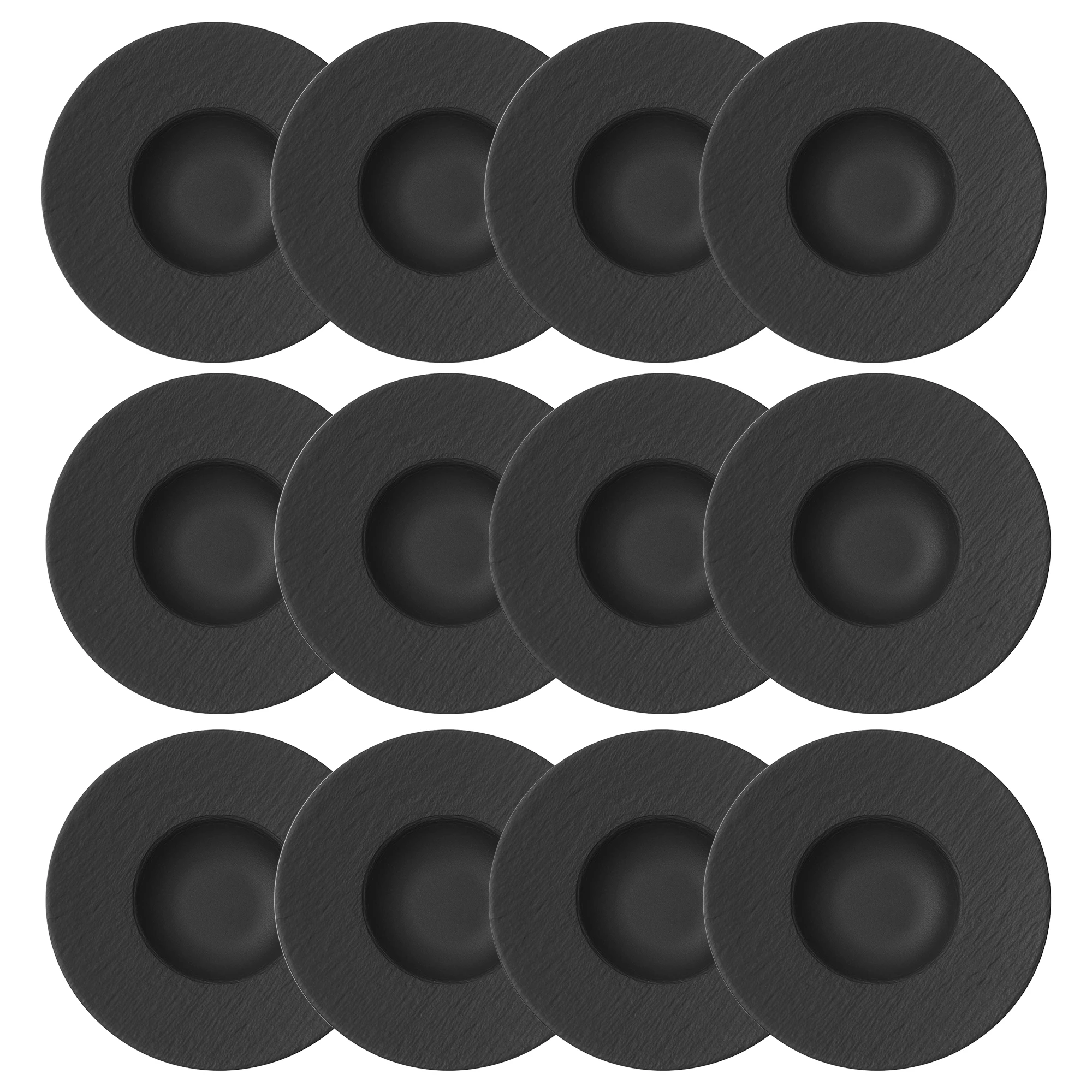 Villeroy & Boch Manufacture Rock Pastatallerken 28 Cm 12-pak - Middagstallerkner Porcel&aelig;n Sort - 10-4239-2790X12