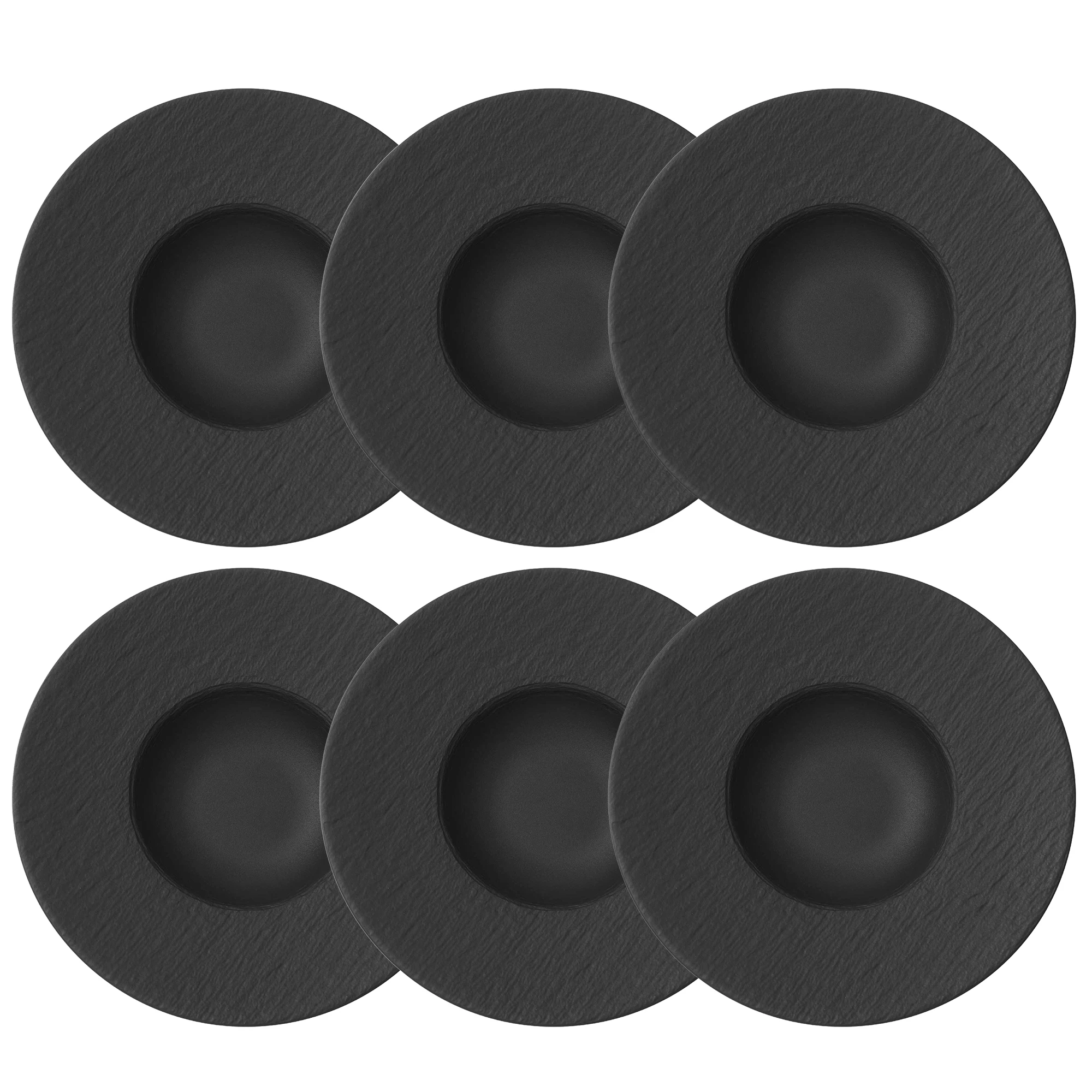 Villeroy & Boch Manufacture Rock Pastatallerken 28 Cm 6-pak - Middagstallerkner Porcel&aelig;n Sort - 10-4239-2790X6
