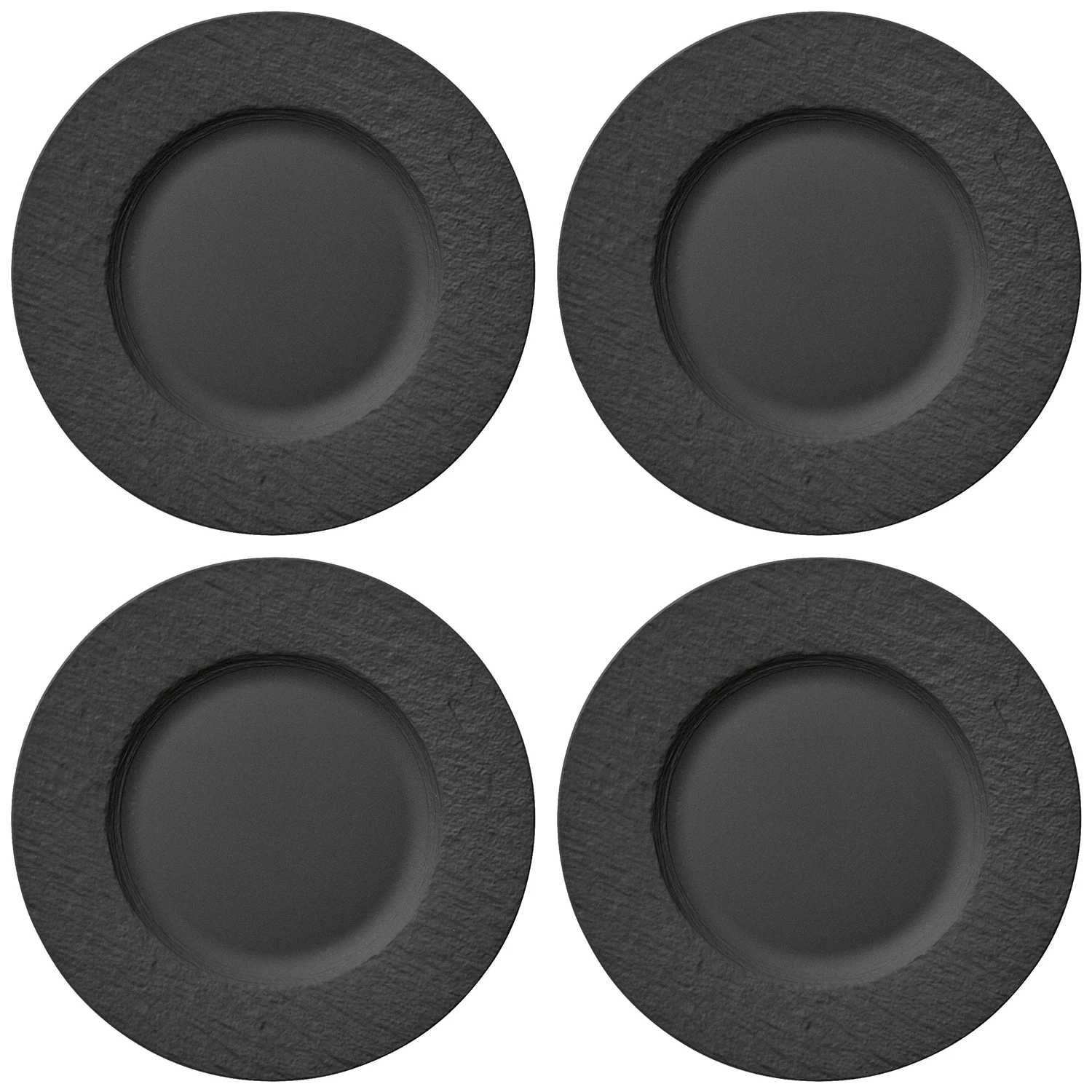 Villeroy & Boch Manufacture Rock Tallerken 27 Cm 4-pak - Middagstallerkner Porcel&aelig;n Sort - 10-4239-2790 4-PACK