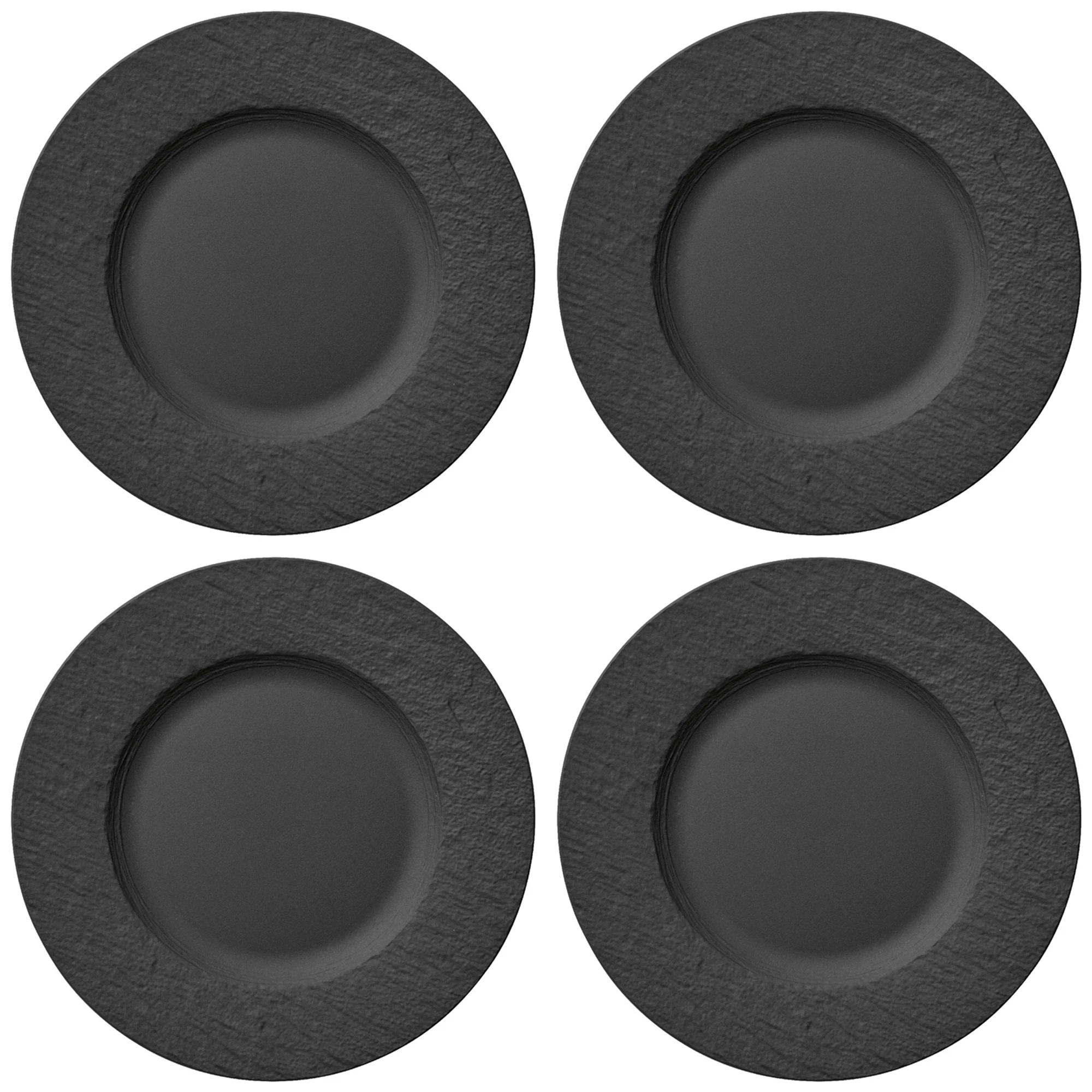 Villeroy & Boch Manufacture Rock Tallerken 4-pak - Pastatallerkner Porcel&aelig;n Sort - 10-4239-2620 4-PACK