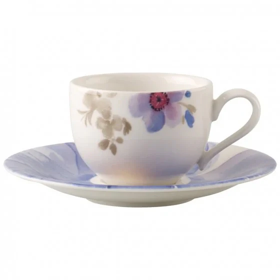 Villeroy & Boch Mariefleur Gris Basic Espressokop Med Underkop - Espressokopper Porcel&aelig;n Hvid - 388344-388345