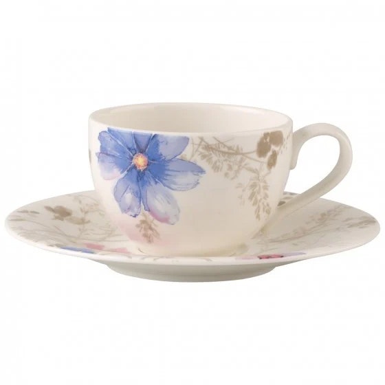 Villeroy & Boch Mariefleur Gris Basic Kaffekop Med Underkop - Kaffekopper Porcel&aelig;n Hvid - 82616-82617