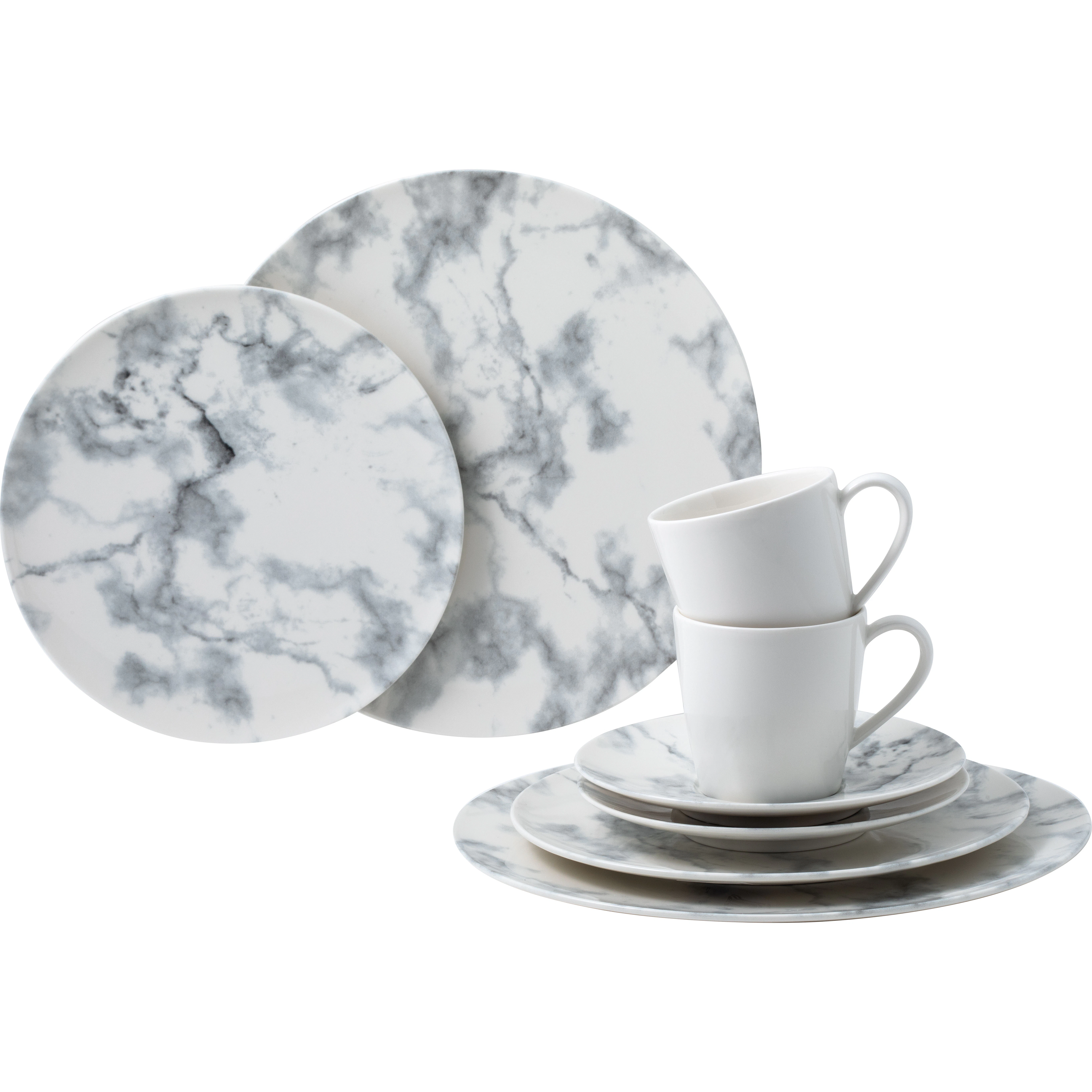 Villeroy & Boch Marmory Services&aelig;t 8 Dele Hvidt - Kaffekopper Porcel&aelig;n Gr&aring; - 19-5163-8855