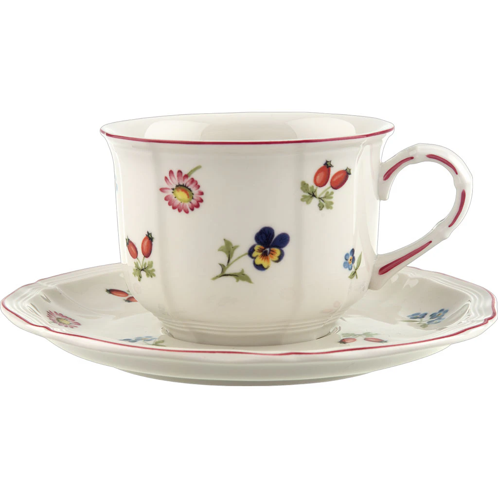 Villeroy & Boch Petite Fleur Cappuccinokop Med Underkop - Kaffekopper Porcel&aelig;n Hvid - 23683-23685