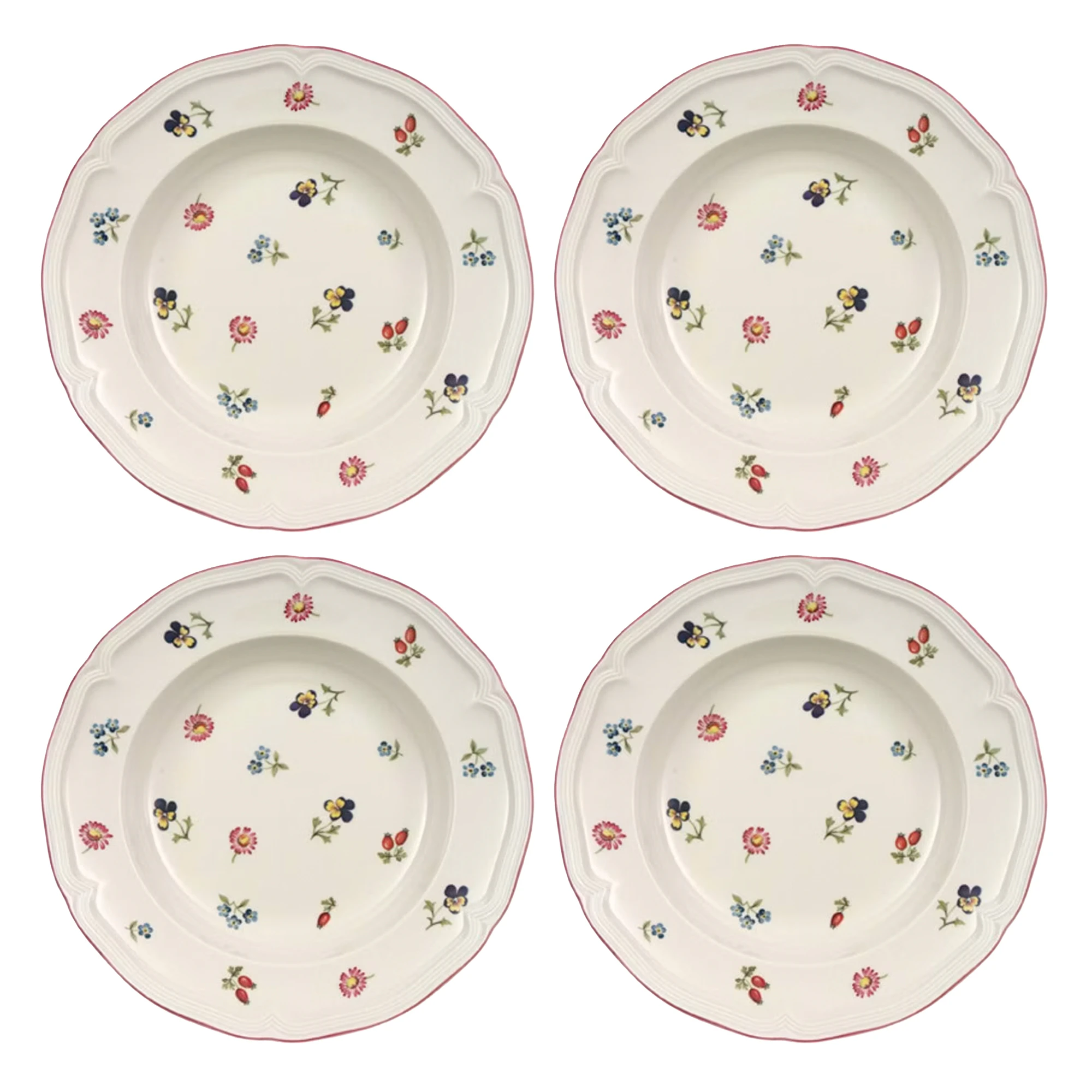 Villeroy & Boch Petite Fleur Dyb Tallerken 23 Cm 4-pak - Dybe tallerkner Porcel&aelig;n Hvid - 1023952700X4