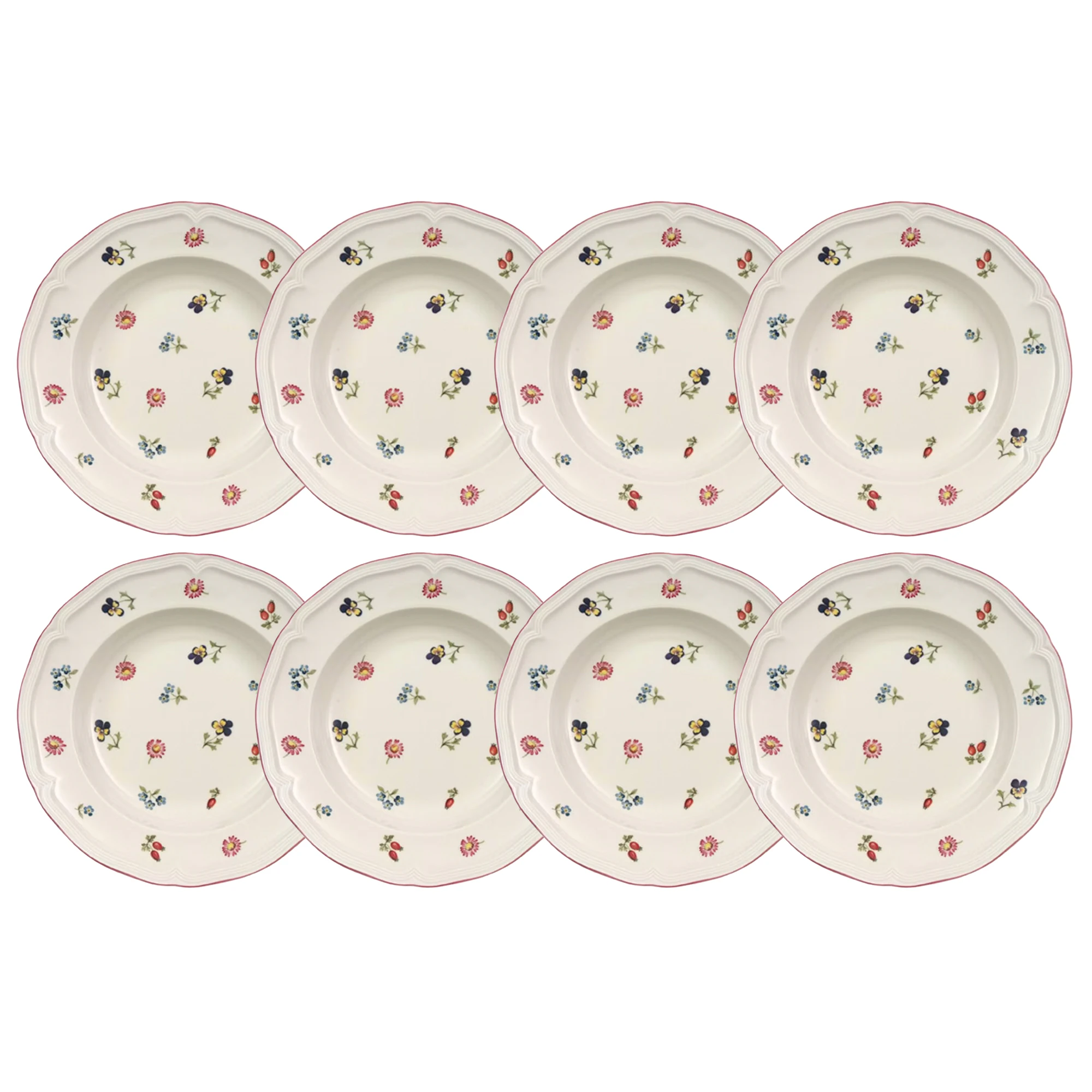 Villeroy & Boch Petite Fleur Dyb Tallerken 23 Cm 8-pak - Dybe tallerkner Porcel&aelig;n Hvid - 1023952700X8
