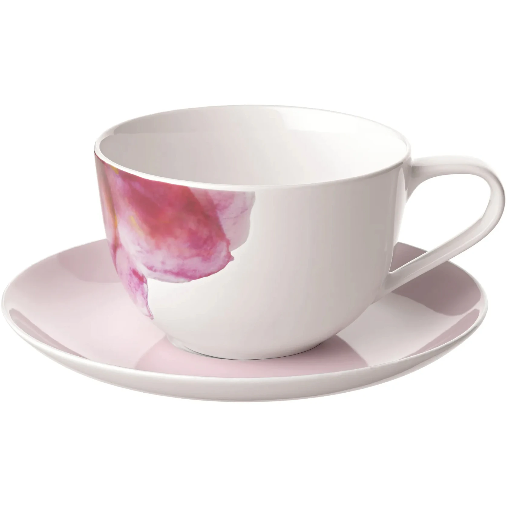 Villeroy & Boch Rose Garden Morgenmadskop Med Underkop / Rosa - Kaffekopper Porcel&aelig;n Hvid - 388348-388349
