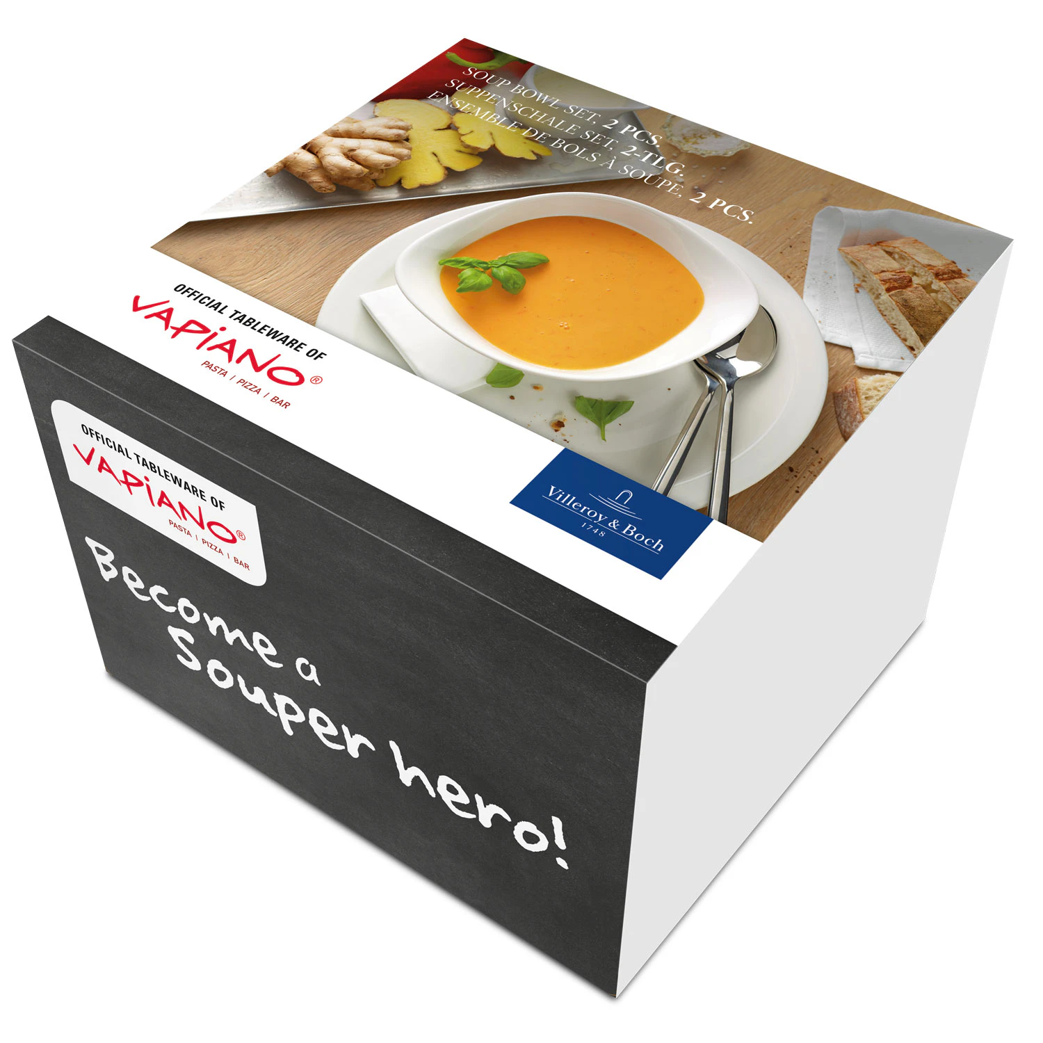 Villeroy & Boch Vapiano Soup Bowl 2-pack - Dybe tallerkner Porcel&aelig;n Hvid - 10-4257-8477