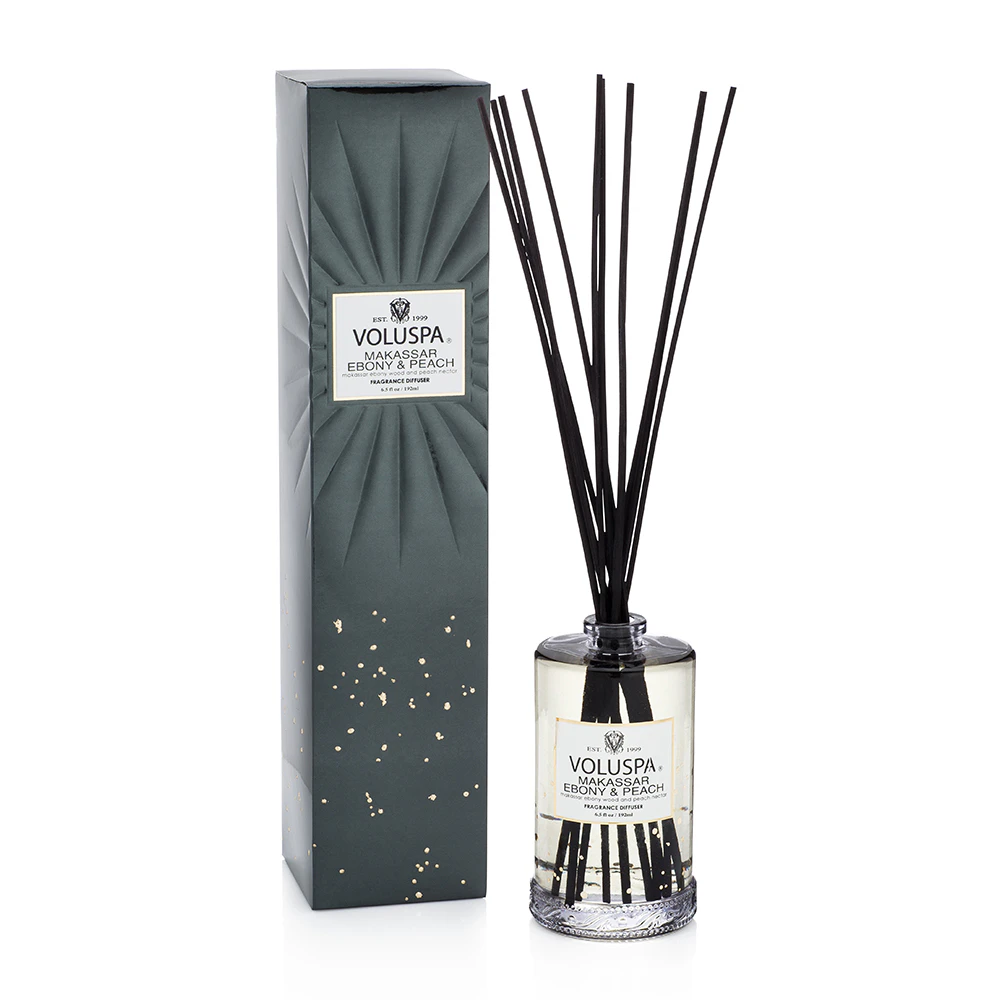 Voluspa Fragrant Diffuser Makassar Ebony & Peach - Duftlys Bl&aring; - V6852