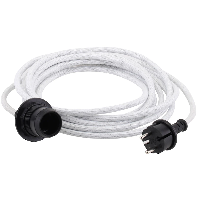 Kabelsæt Tekstil E27 Outdoor, Hvidt