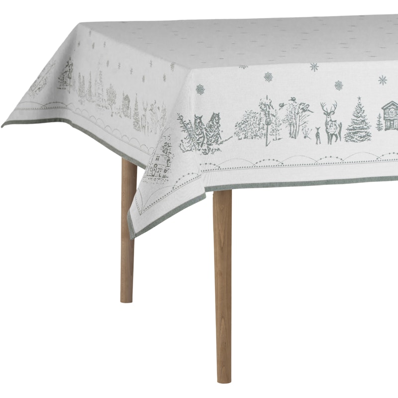Julemorgen Dug Hvid / Grøn, 140x240 cm