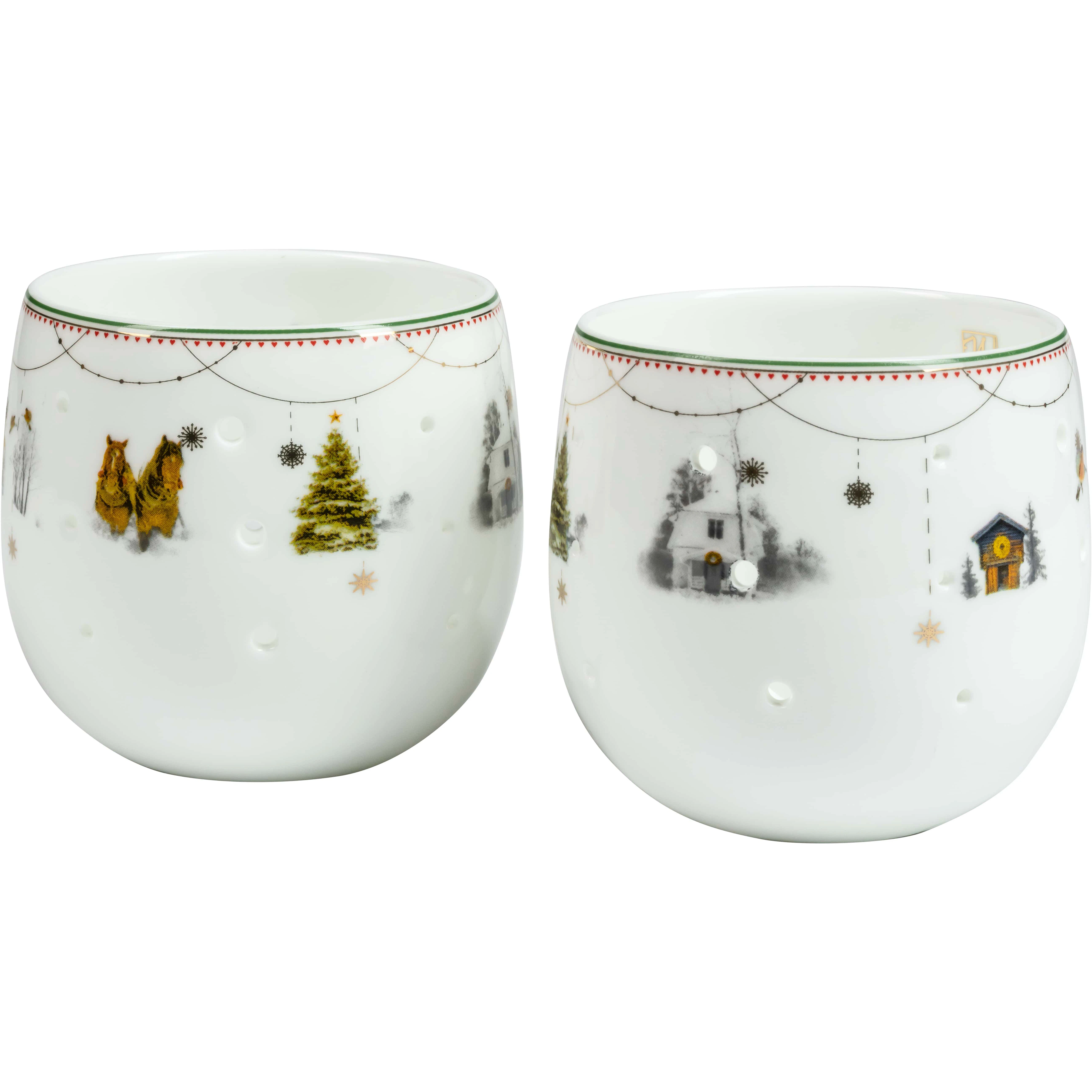 Wik & Wals&oslash;e Julemorgen Lysestage Story 2-pak - Julepynt Benporcel&aelig;n Multi - 45426