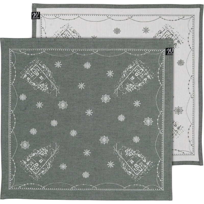 Julemorgen Serviet 2-pak 45x45 cm, Hvid / Grøn