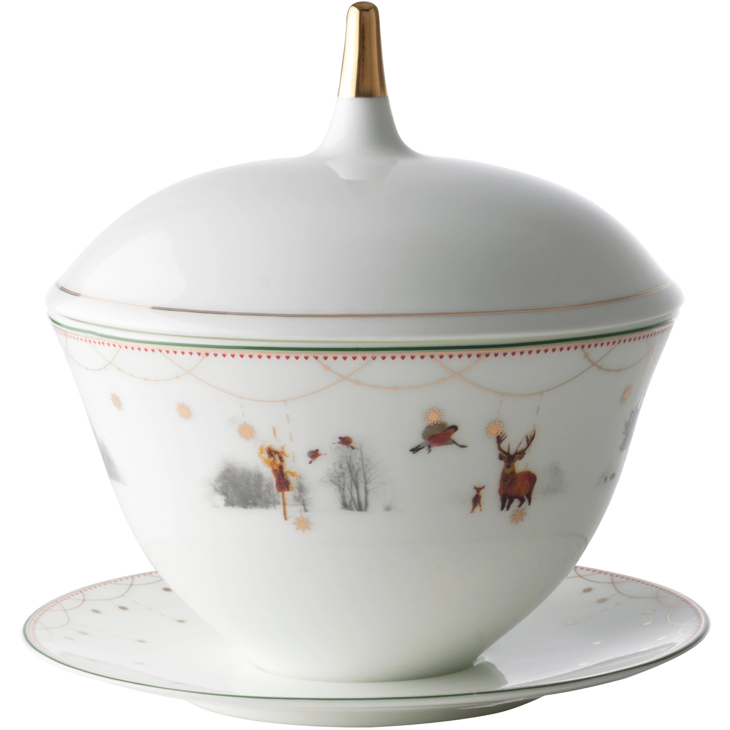 Wik & Wals&oslash;e Julemorgen Sovsekande 14 Cm - Julesk&aring;le Benporcel&aelig;n Hvid - 45404