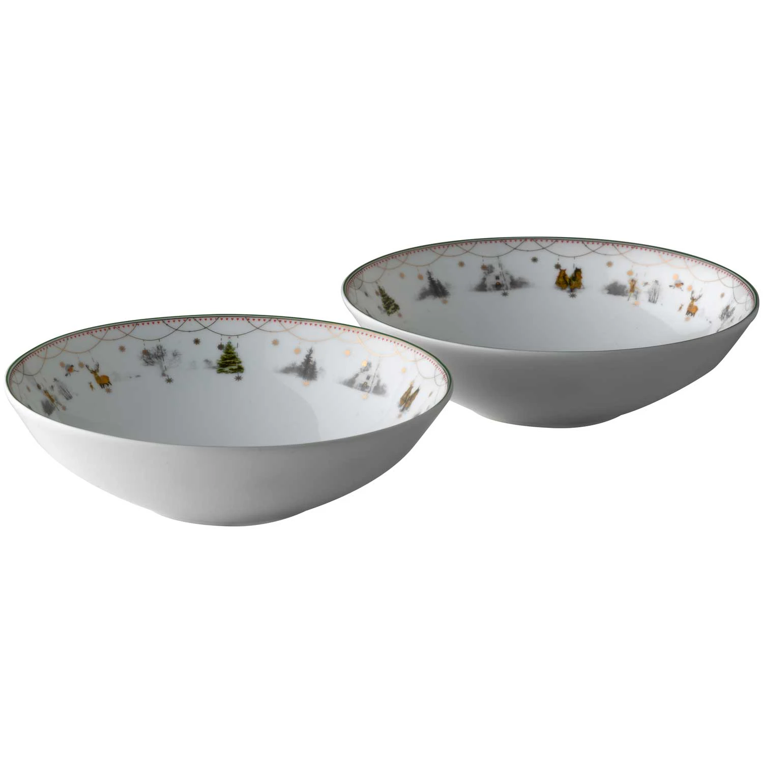 Wik & Wals&oslash;e Julemorgen Story Dybe Tallerkener 16 Cm 2-pak - Julesk&aring;le Benporcel&aelig;n Hvid - 75404