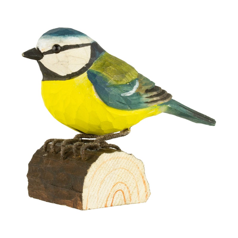 DecoBirds Håndskåret Fugl, Blåmejse