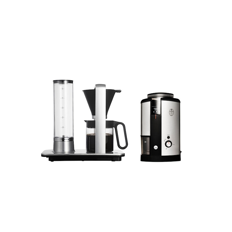 Svart Presisjon Coffee Maker WSP-2A & Svart Nymalt Coffee Grinder WSCG-2, Silver