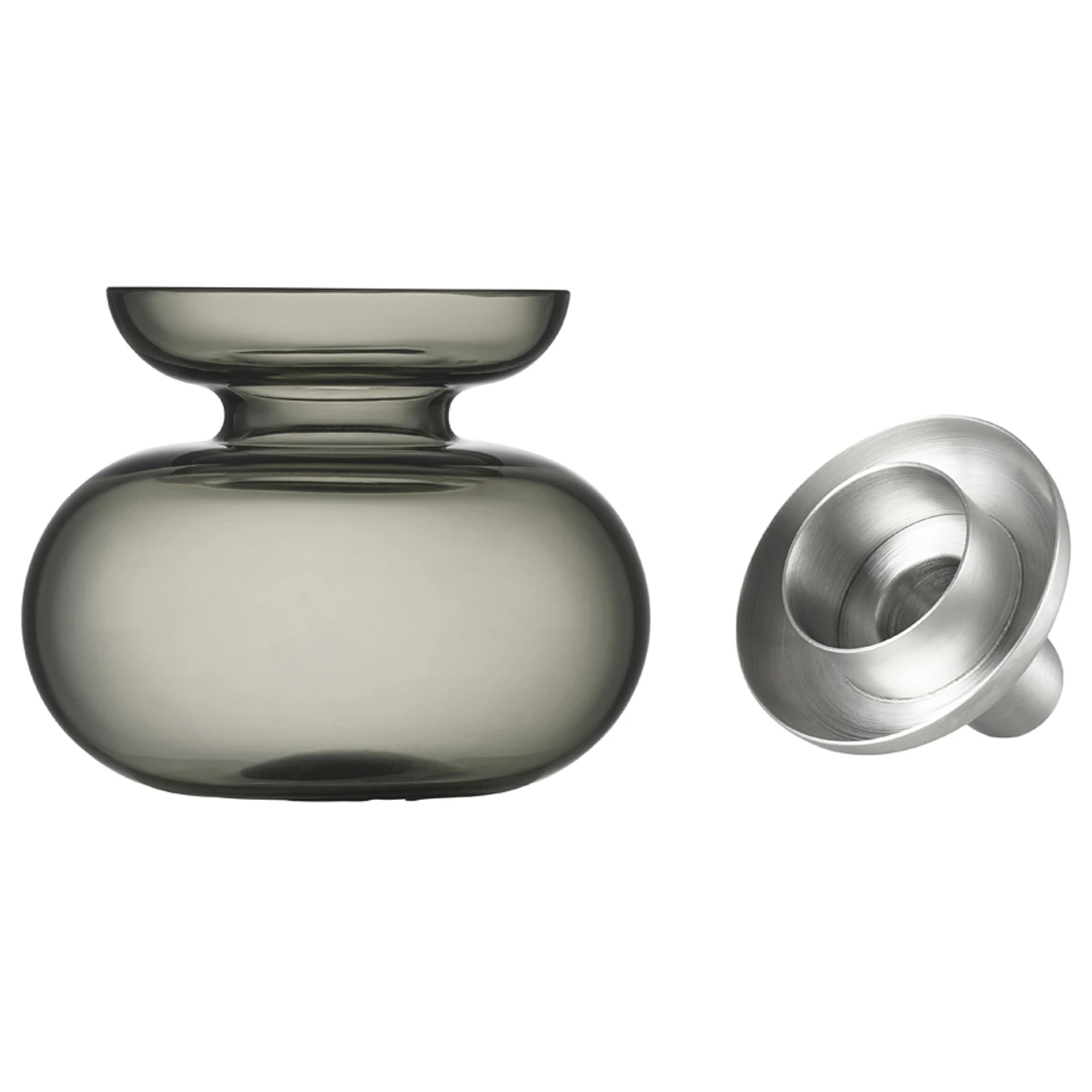 Zone Denmark Inu Vase / Lysestage Smoked Grey / - Fyrfadsstager Mundbl&aelig;st Glas St&aring;l - 36670