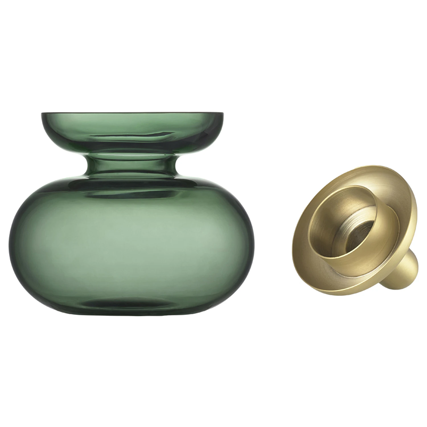 Zone Denmark Inu Vase / Lysestage Moss Green / - Fyrfadsstager Mundbl&aelig;st Glas Messing - 36673