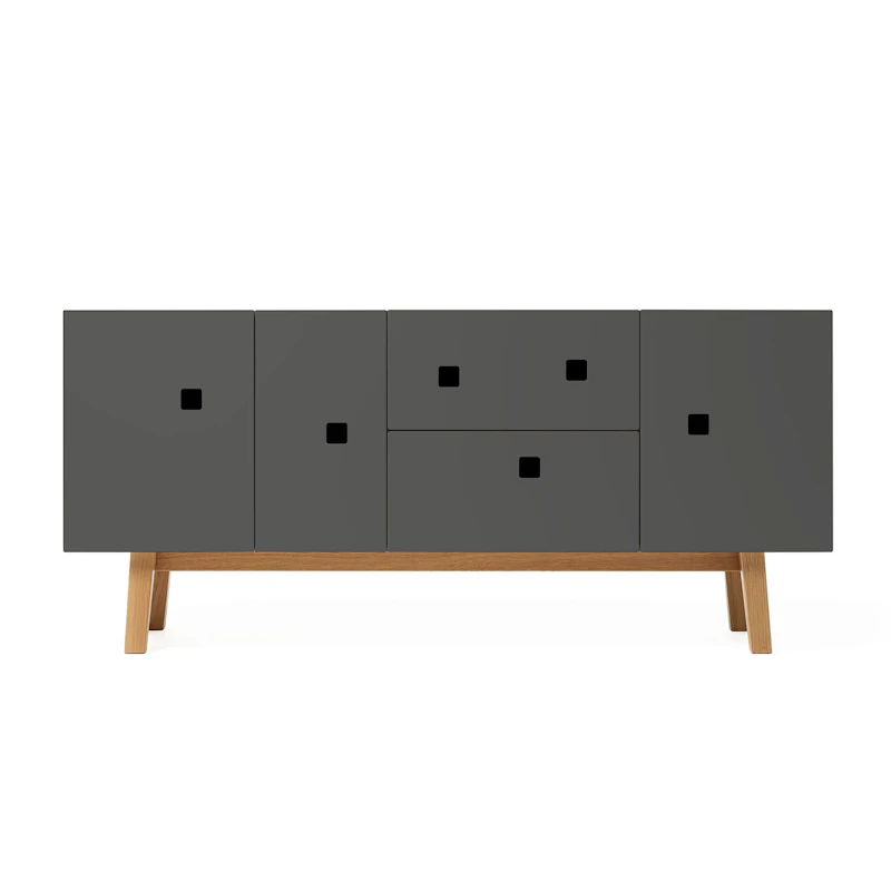 PeepM2 Mediabænk, Slate Grey/Eg
